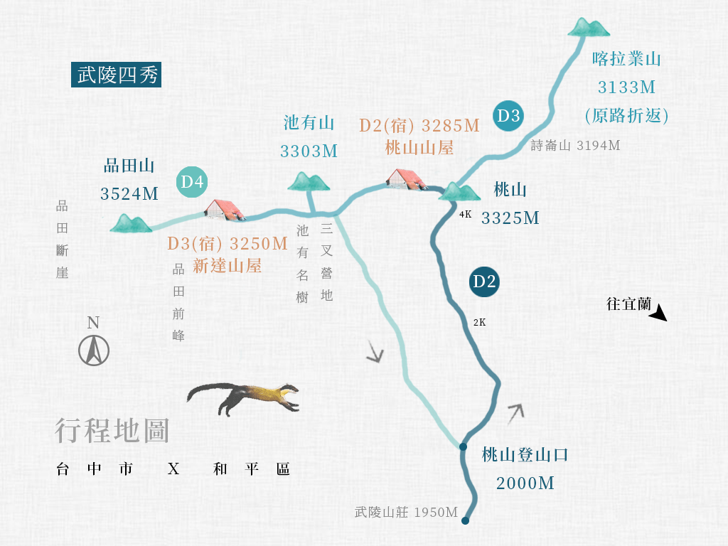 武陵山莊 武陵四秀輕裝5天 3公斤行李背負 丘山行